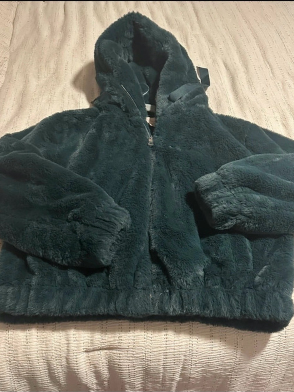 Philosophy Cozy Hooded Faux-Fur Jacket - green size large